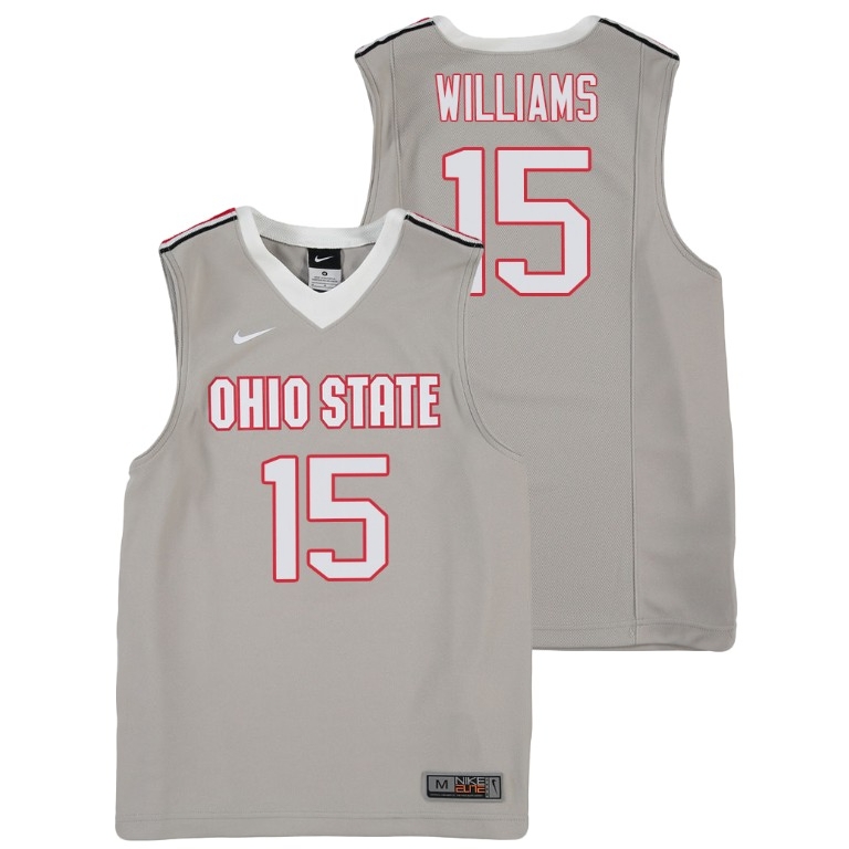 Ohio State Buckeyes Youth NCAA Kam Williams #15 Gray Replica College Basketball Jersey EDZ3249SB